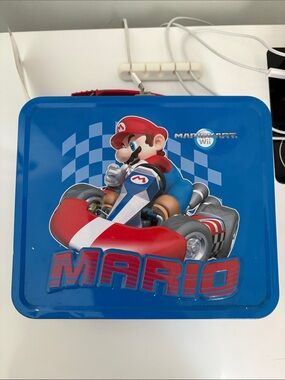 Nintendo Mario Kart Blue and Red Metal Game Tin
